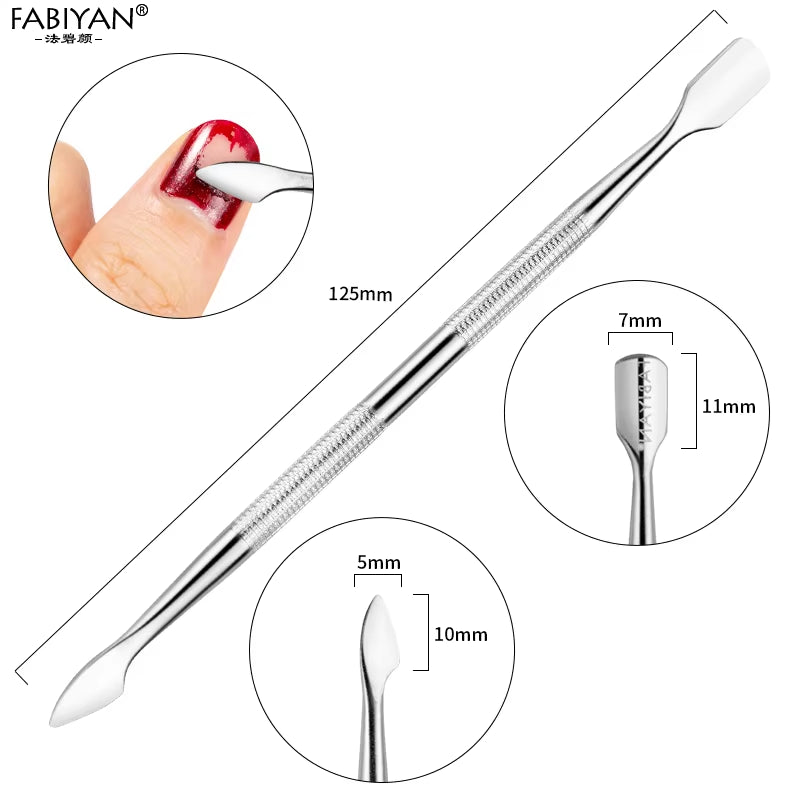 Stainless Steel Cuticle Pusher Remover Spoon Trimmer Metal Double Sided Finger Dead Skin Push Nail Art Manicure Pedicure Tool