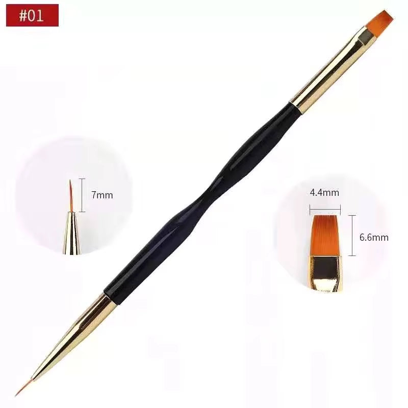 Nail Art Sculpture Carving Brush Acrylic Brush Metal Handle Nail Ombre Brush for Manicure Hair Pencil UV Gel Drawing Painting