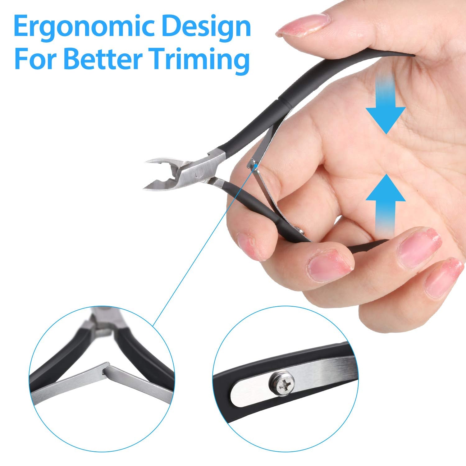 3 Packs Cuticle Nippers Cuticle Cutter Stainless Steel Professional Nail Cuticle Trimmer Pointed Blade Cuticle Remover Scissors Pedicure Manicure Tool for Fingernails and Toenails (Black)