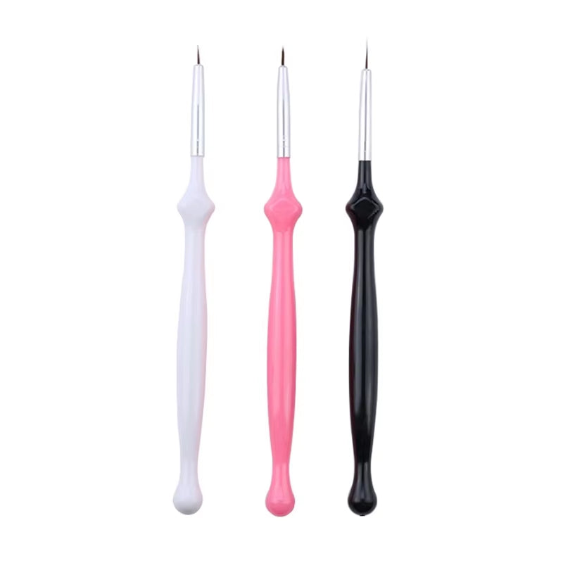 3Pcs/Set Kolinsky Gel Nail Art Line Painting Brushes Crystal Acrylic Thin Liner Drawing Pen Nail Art Manicure Tools Set