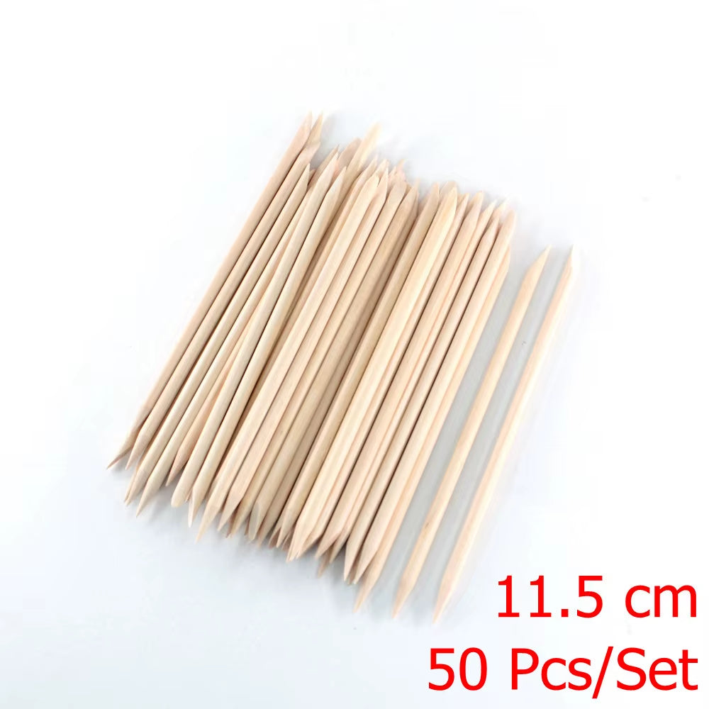 4 Different Sizes Orange Wood Sticks for Cuticle Pusher Cuticle Remove Tool Forks for Nails Manicures Tools 10/30/50/100Pcs/Set