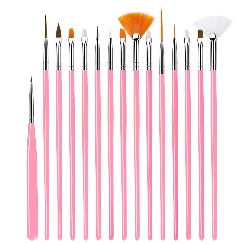 Nail Brush for Manicure Gel Brush for Nail Art 15Pcs/Set Nail Brush Acrylic Liquid Powder Carving Gel Brush