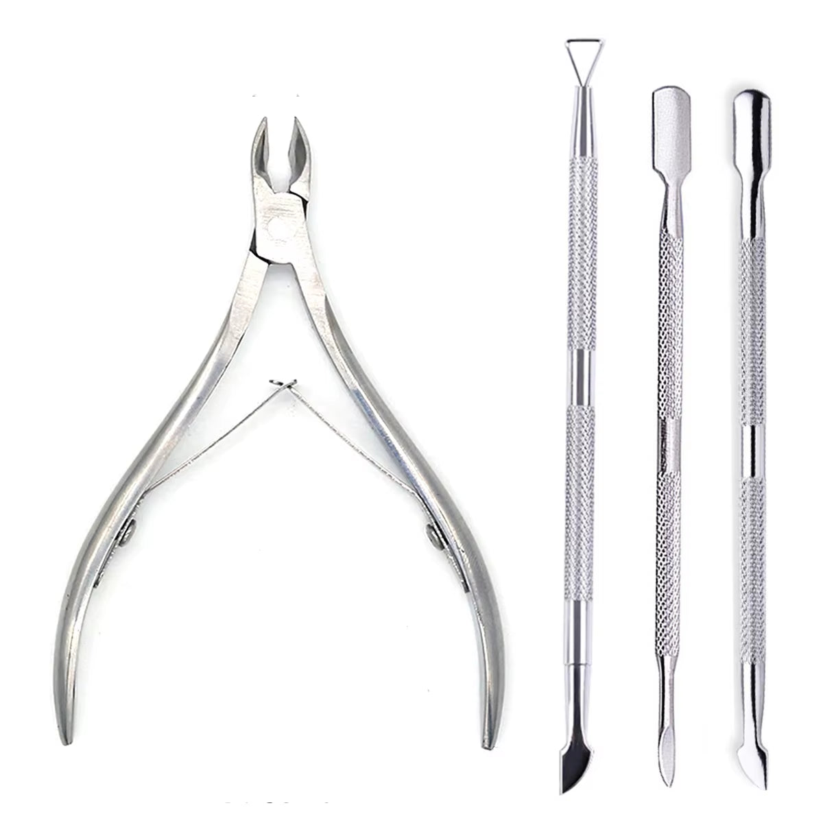 4 Pcs/Set Professional Stainless Steel Nail Cutter Scissor Nippers Muti Function Cuticle Pusher Remover Nail Care Manicure Kits