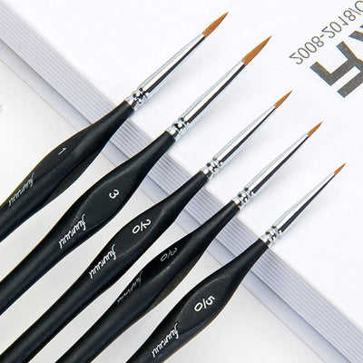 Kolinsky Sable Brushes,  5Pcs Fine Tip Sable Detail Paint Brushes with Ergonomic Triangular Handle Perfect for Watercolor Acrylic Gouache Ink Painting, Models, Warhammer 40K Black