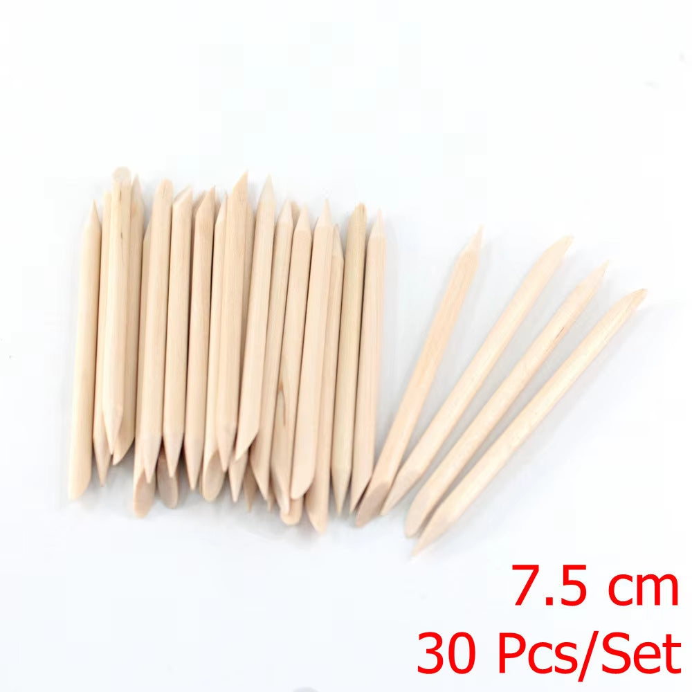 4 Different Sizes Orange Wood Sticks for Cuticle Pusher Cuticle Remove Tool Forks for Nails Manicures Tools 10/30/50/100Pcs/Set