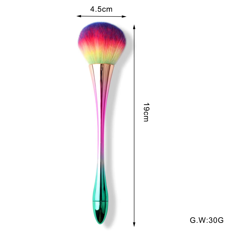 1Pc Nail Clean Brush Acrylic&Uv Gel Nail Art Dust Cleaner Nail Acrylic Brushes Rainbow Soft Colorful Nail Dust Collect Brushes,H