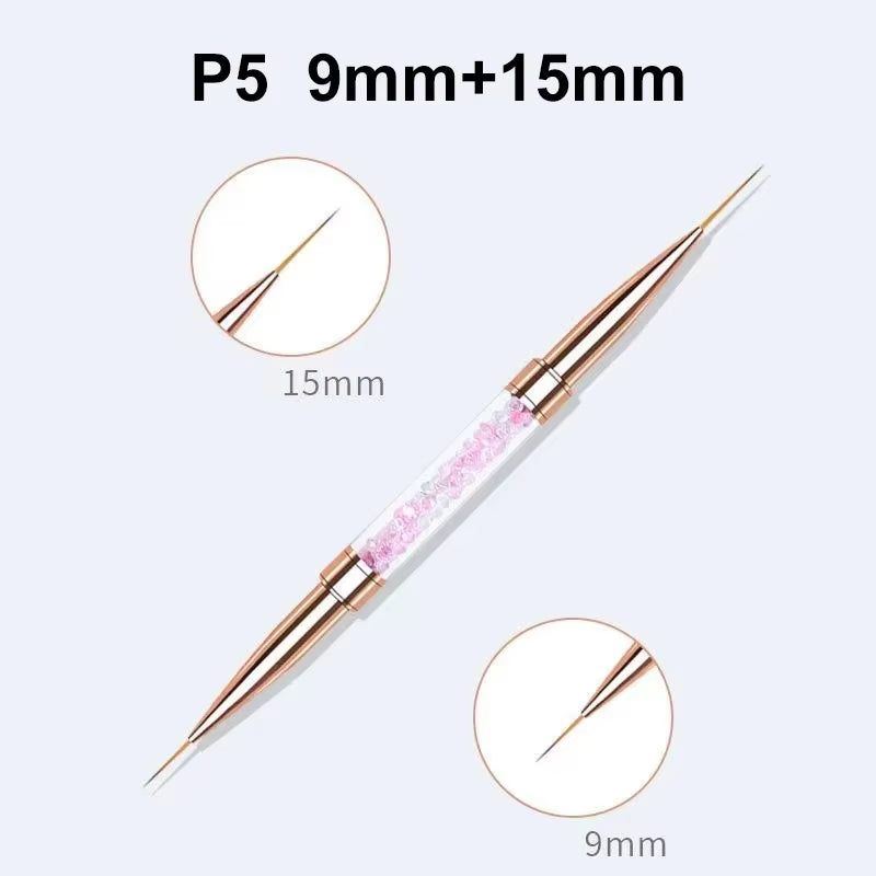 Nail Art Liner Brushes Double Head Leopard Print Acrylic French Stripe Drawing Painting Pen Gel Polish Nail Art Manicure Tools