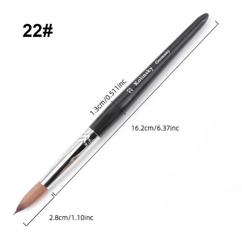 Kolinsky Acrylic Nail Art Brush Wood Handle Nail Art Mink Brush Gel Builder Nail Tools Manicure Brush Drawing Tools Size 8-24