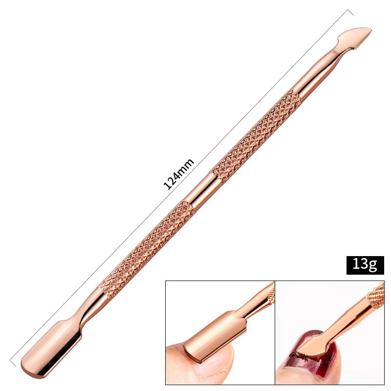 3 Style Stainless Steel Nail Cuticle Pusher Nail Art Files Gel Polish Remove Manicure Care Groove Clean Tools