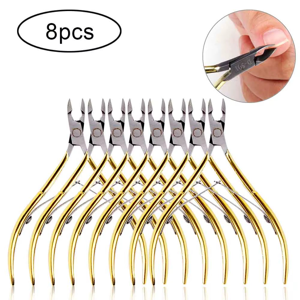 4/8/12Pcs Stainless Steel Nail Cuticle Nipper Cutter Dead Skin Remover Manicure Scissors Tweeters Toenails Ingrown Pedicure Tool