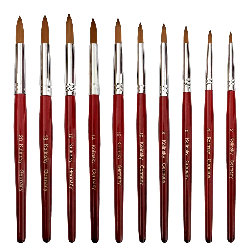 20% Kolinsky Acrylic Brushes Kits Liquid Nail Extend Art Tool Pen Natural Red Wool Handle Mink Artificial Hair Mixed