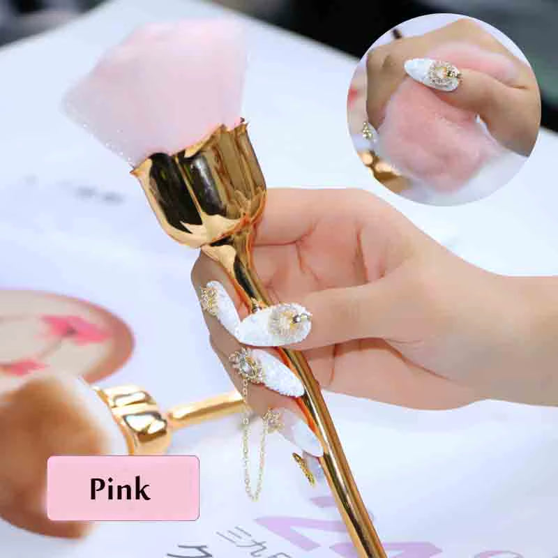 Rose Nail Art Dust Brush for Manicure Beauty Brush Blush Powder Brushes Fashion Gel Nail Accessories Nail Material Tools