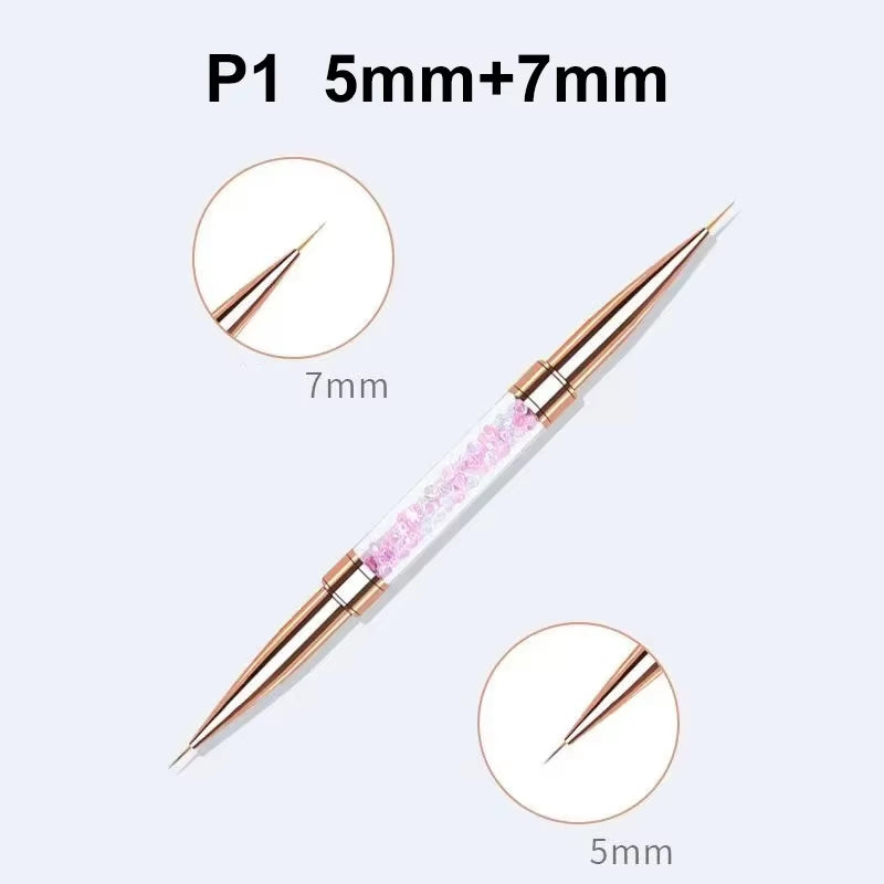 Nail Art Liner Brushes Double Head Leopard Print Acrylic French Stripe Drawing Painting Pen Gel Polish Nail Art Manicure Tools