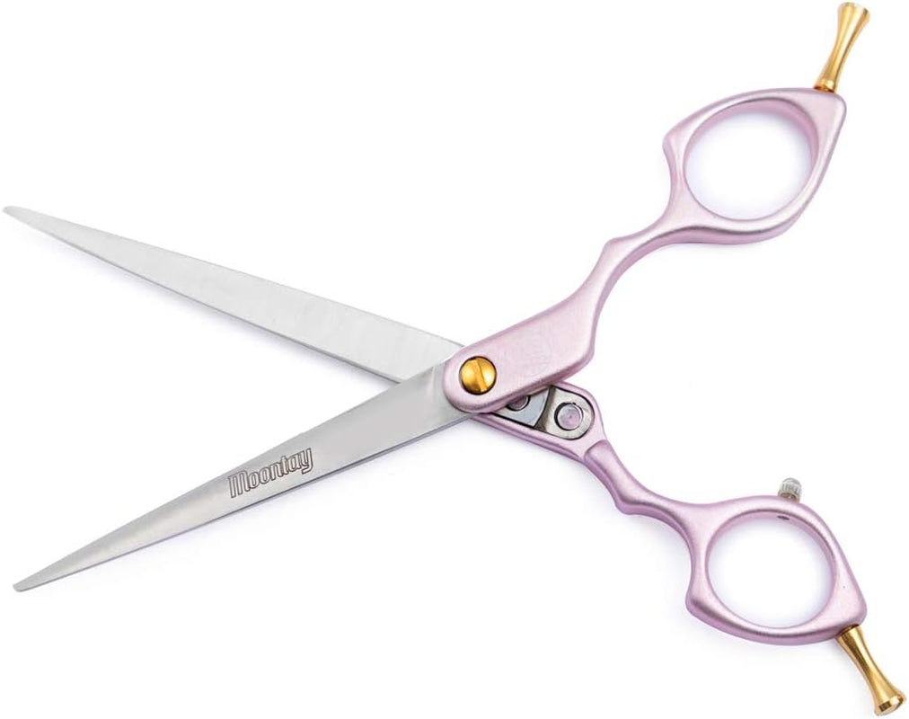 6.5" Professional Straight Pet Grooming Scissor, Dog Cat Grooming Shear/Scissor with Ultra-Light Aeronautical Aluminum Handle, 440C Japanese Stainless Steel Pet Grooming Shear, Pink