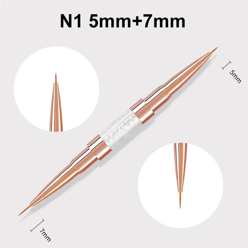 Nail Art Liner Brushes Double Head Leopard Print Acrylic French Stripe Drawing Painting Pen Gel Polish Nail Art Manicure Tools