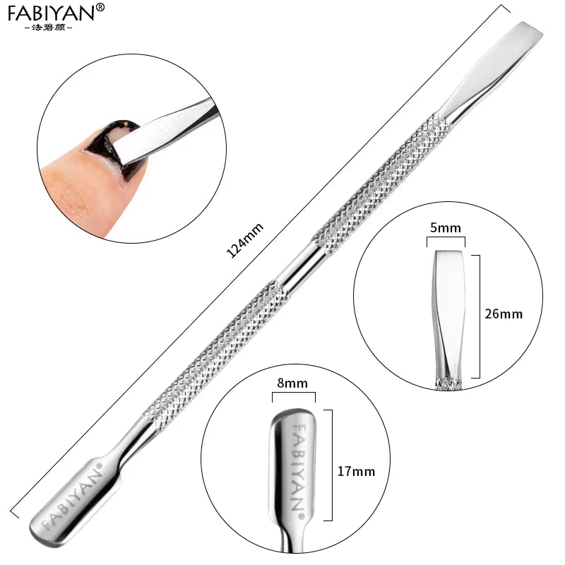 Stainless Steel Cuticle Pusher Remover Spoon Trimmer Metal Double Sided Finger Dead Skin Push Nail Art Manicure Pedicure Tool