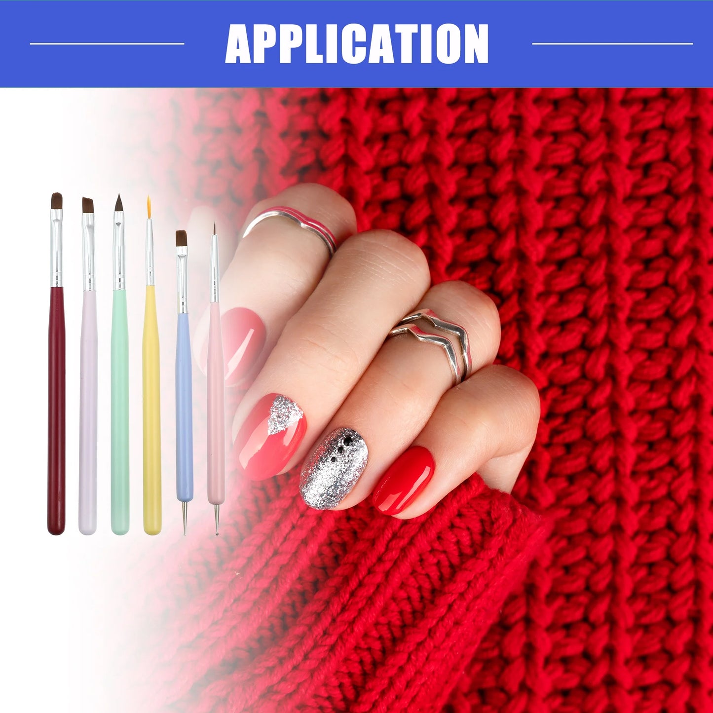 6 Pcs Nail Art Brushes Set Extension Gel Nail Art Design Pen Set Painting Tools for Acrylic Application