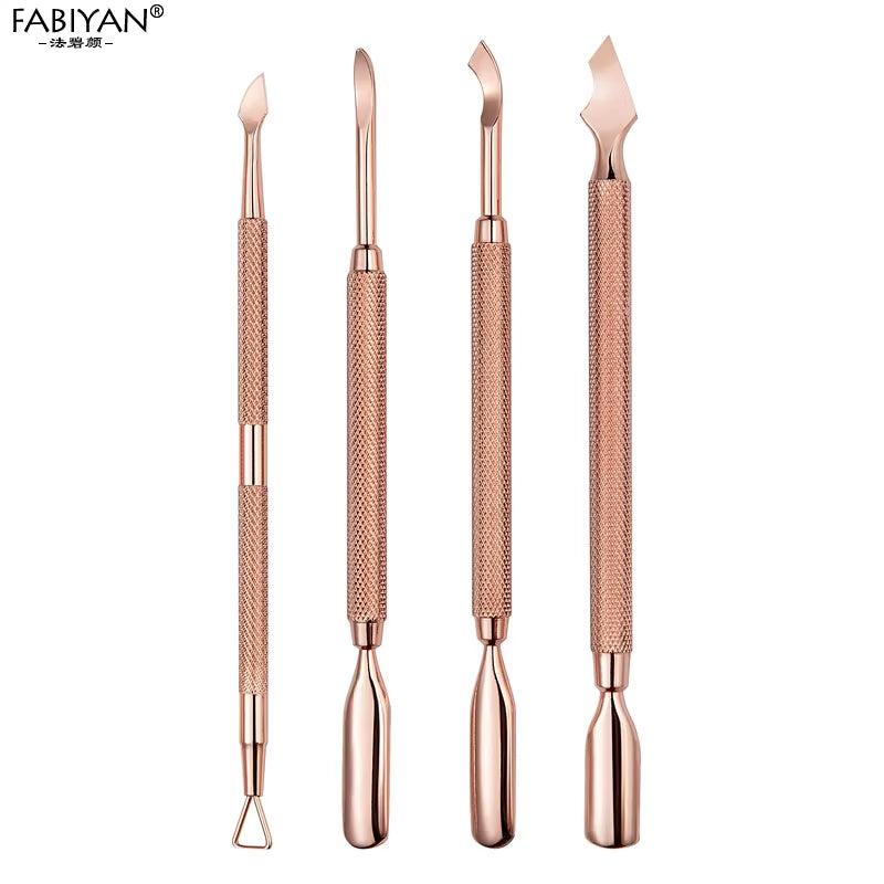 Stainless Steel Nail Art Cuticle Pusher Tool Dead Skin Remover UV Gel Polish Pedicure Cleaning Care Double Side Manicure Set