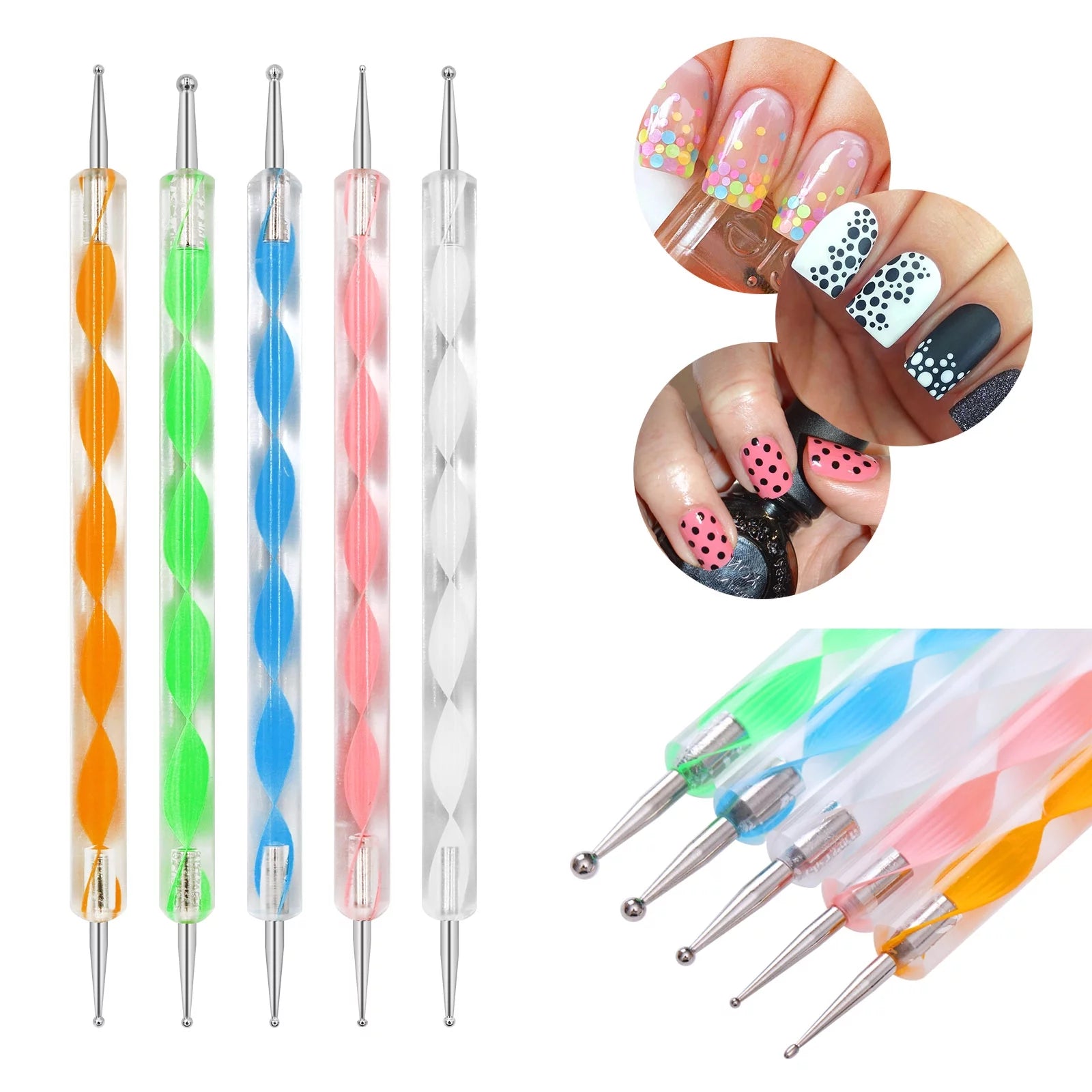 Nail Art Brushes Kit Pen Designer Stamp Tools for Nails Decorations, Pink