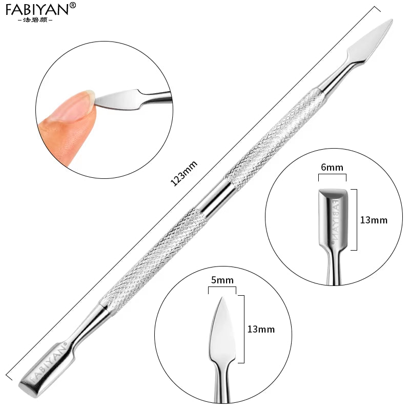 Stainless Steel Cuticle Pusher Remover Spoon Trimmer Metal Double Sided Finger Dead Skin Push Nail Art Manicure Pedicure Tool