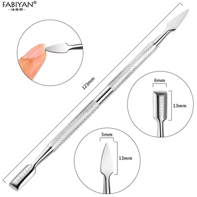 Stainless Steel Cuticle Pusher Remover Spoon Trimmer Metal Double Sided Finger Dead Skin Push Nail Art Manicure Pedicure Tool