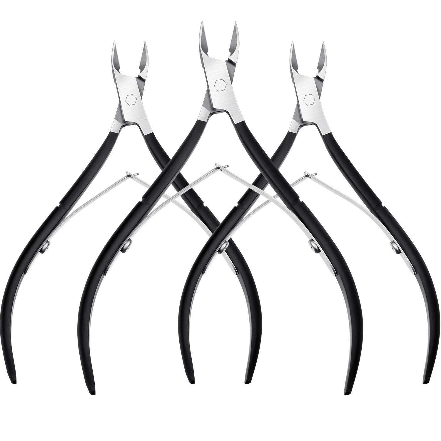 3 Packs Cuticle Nippers Cuticle Cutter Stainless Steel Professional Nail Cuticle Trimmer Pointed Blade Cuticle Remover Scissors Pedicure Manicure Tool for Fingernails and Toenails (Black)