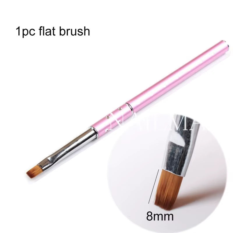 3Pcs 6/9/11Mm Nail Art Acrylic Brush UV Gel Polish Extension Carving Brush Metal Rhinestone Painting Liner Brush Drawing Pen