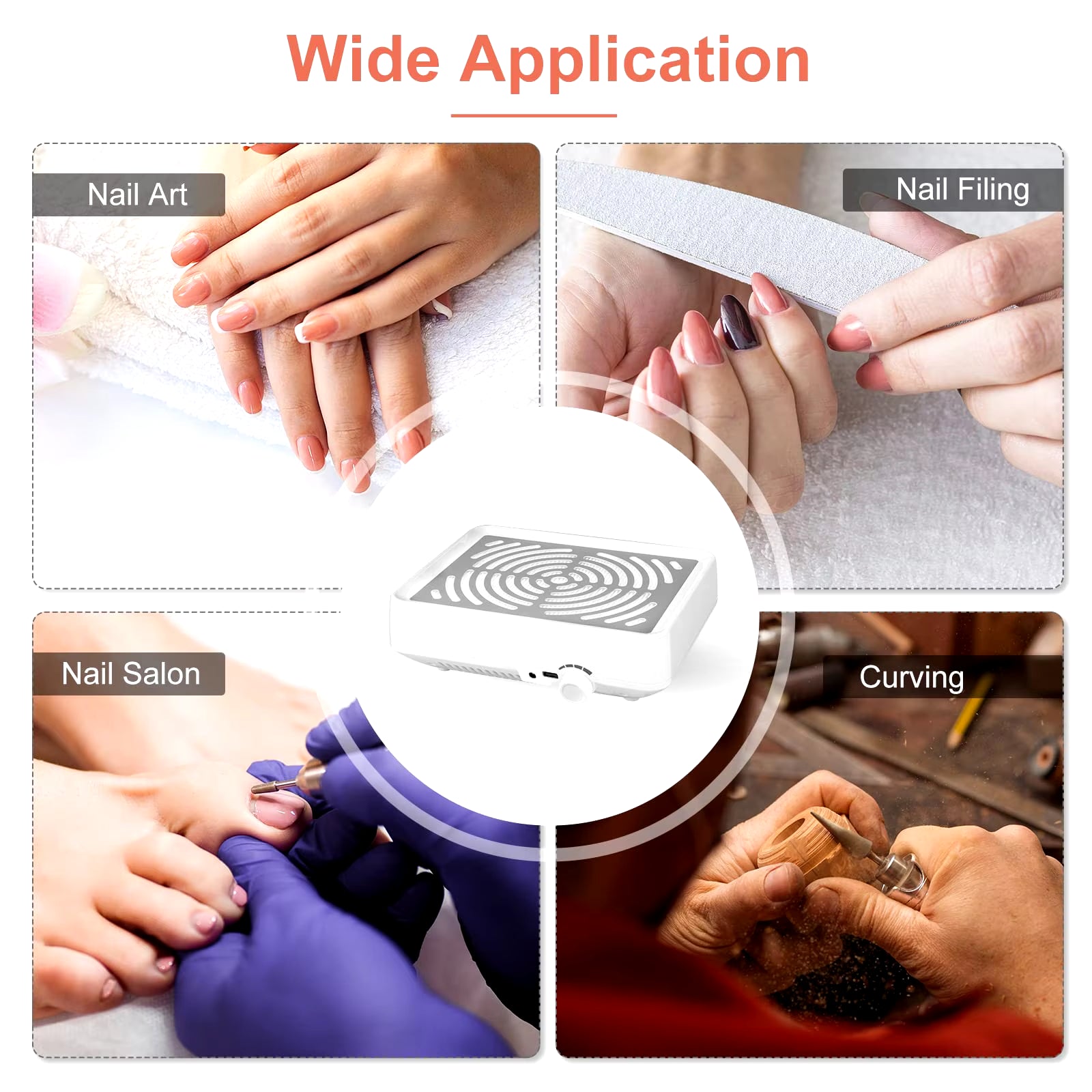 Nail Dust Collector: Super Quiet Dust Collector Machine Reusable Filter & Powerful Nail Vacuum Cleaner Nails Low Noise