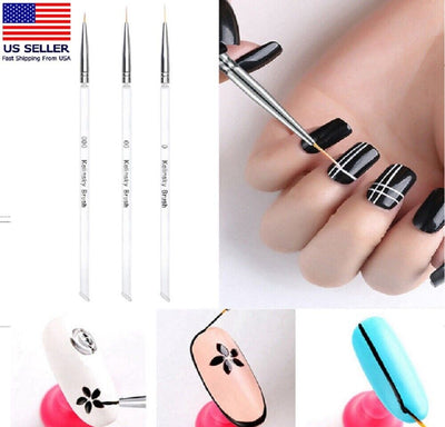 3 Pcs Nail Art Tool Set - Nail Art Pen, Dotting UV Gel Tool, and Liner Brush Set