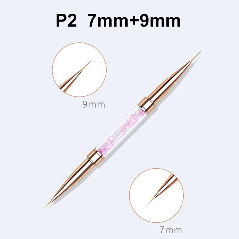 Nail Art Liner Brushes Double Head Leopard Print Acrylic French Stripe Drawing Painting Pen Gel Polish Nail Art Manicure Tools