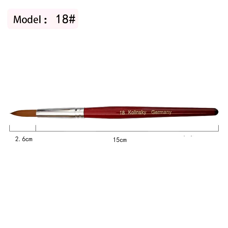 20% Kolinsky Acrylic Brushes Kits Liquid Nail Extend Art Tool Pen Natural Red Wool Handle Mink Artificial Hair Mixed