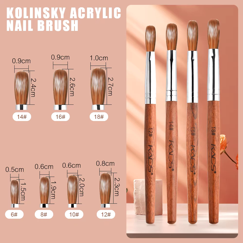 Professional Kolinsky Acrylic Nail Brush for Nails Manicure Tool Acrylic Powder Extension Nail Art Brush Tool Crimped