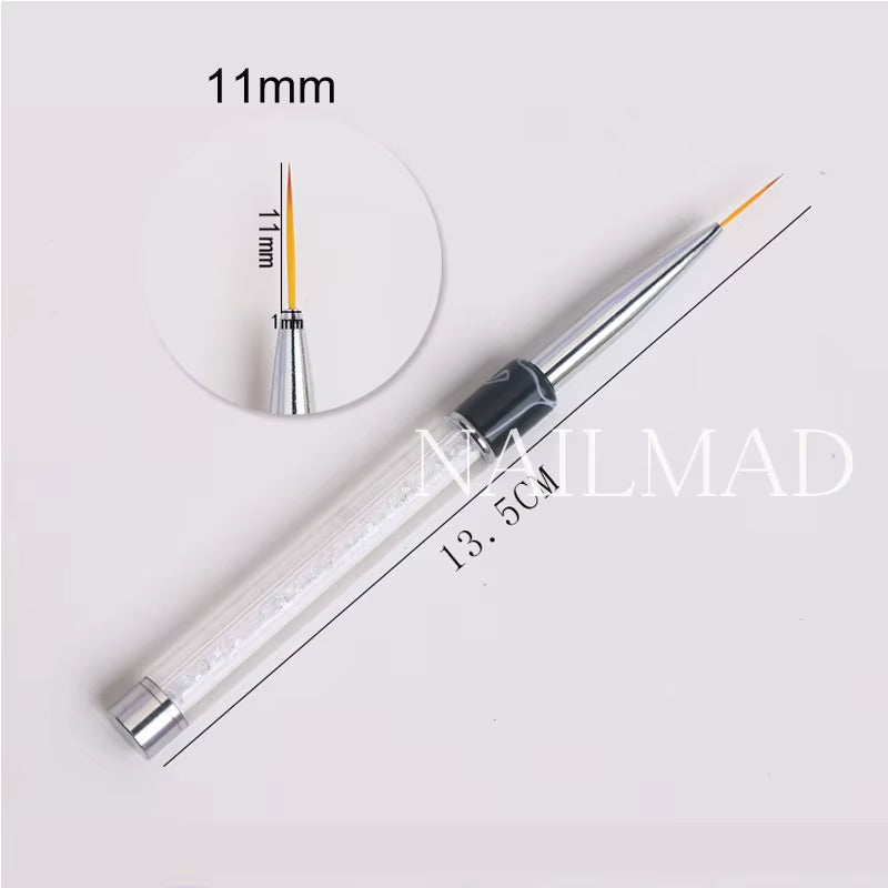 3Pcs 6/9/11Mm Nail Art Acrylic Brush UV Gel Polish Extension Carving Brush Metal Rhinestone Painting Liner Brush Drawing Pen