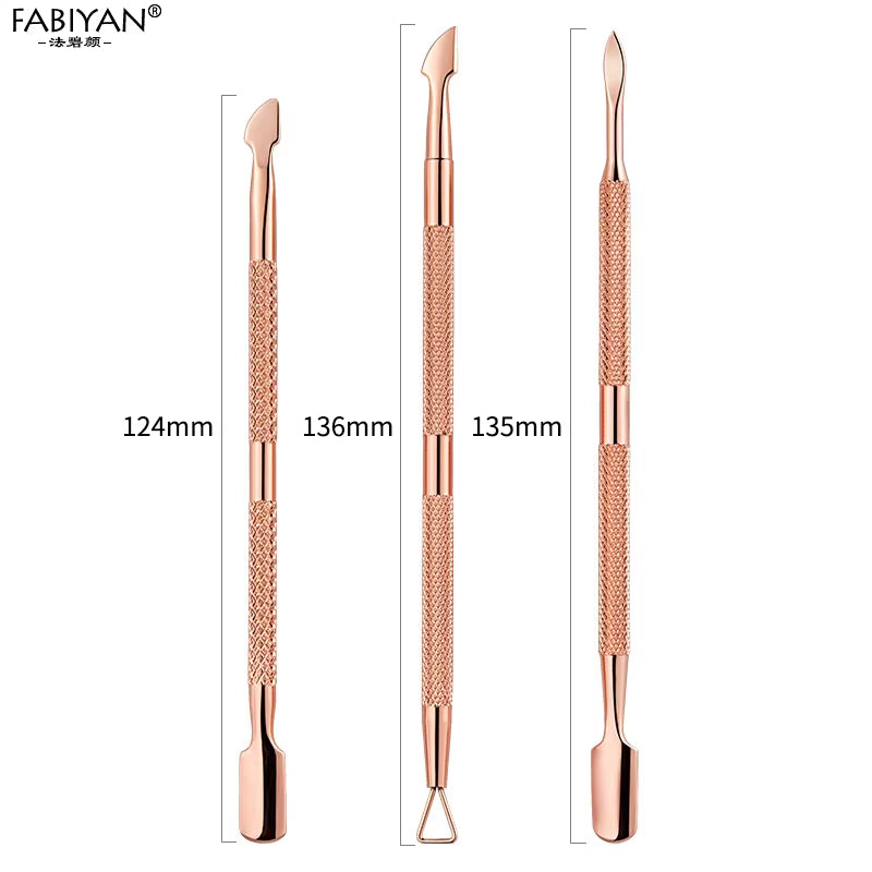 Stainless Steel Nail Art Cuticle Pusher Tool Dead Skin Remover UV Gel Polish Pedicure Cleaning Care Double Side Manicure Set