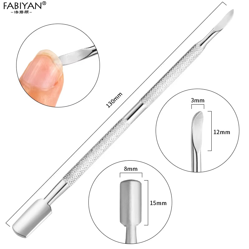 Stainless Steel Cuticle Pusher Remover Spoon Trimmer Metal Double Sided Finger Dead Skin Push Nail Art Manicure Pedicure Tool