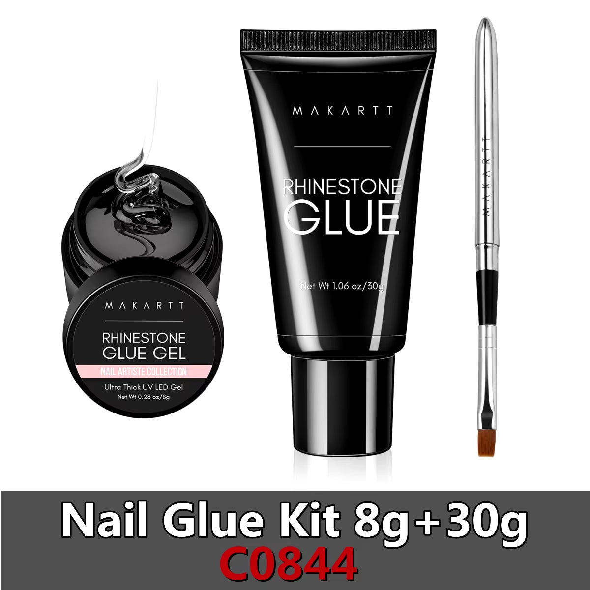 Nail Rhinestone Glue Gel for Nails, 30G Super Strong Adhesive Gel for Nail Gem, Jewels ,Glitter,Crystals Beads Diamonds