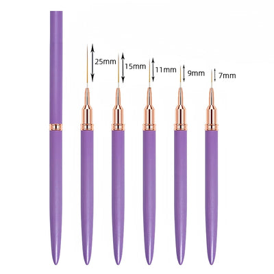 5 Pcs Nail Art Liner Brushes Set Elongated Lines Striping Drawing UV Gel Painting Nail Design Pen Professional Manicure Tool