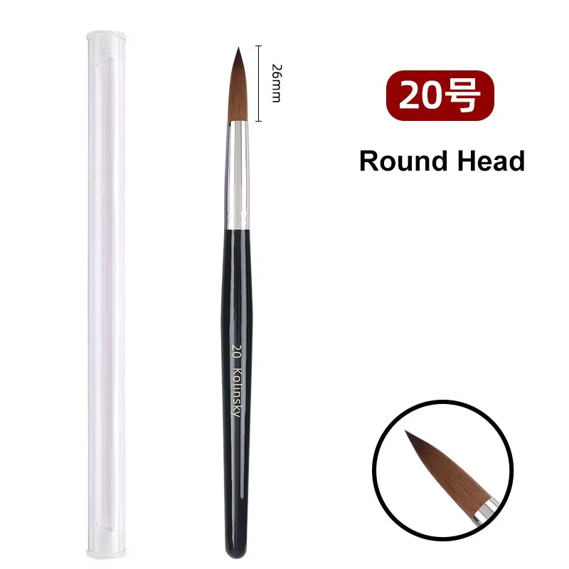 Kolinsky Acrylic Nail Art Brush Wood Handle Nail Art Mink Brush Gel Builder Nail Tools Manicure Brush Drawing Tools Size 8-24