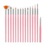 15Pc 15 Sizes Professional Nail Gel Brushes Acrylic Brush Nail Art Tool Pens Wooden Handle Dotting Drawing Paint Brush Set