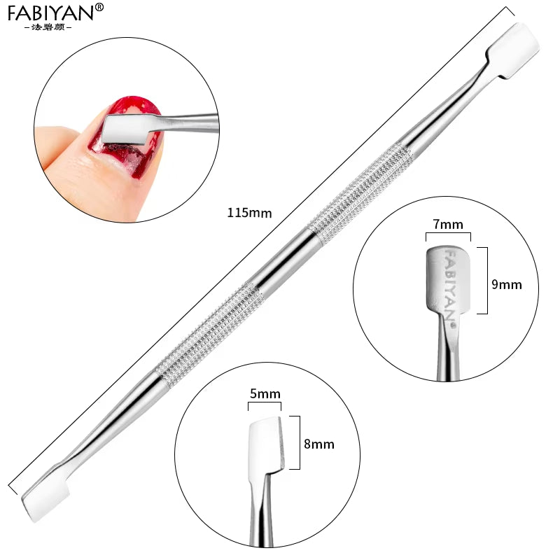 Stainless Steel Cuticle Pusher Remover Spoon Trimmer Metal Double Sided Finger Dead Skin Push Nail Art Manicure Pedicure Tool