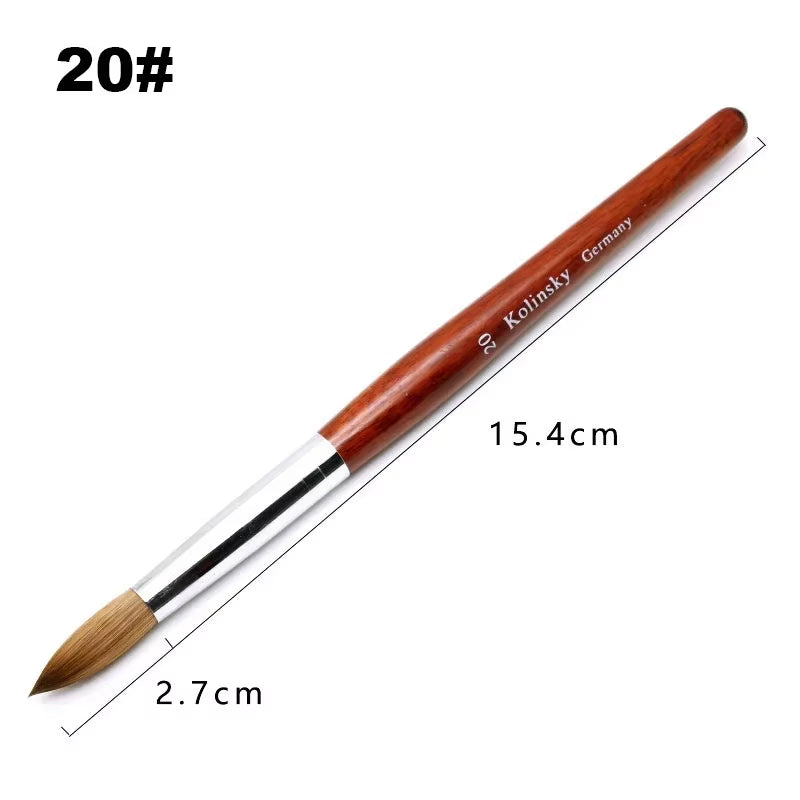 Kolinsky Acrylic Nail Art Brush Wood Handle Nail Art Mink Brush Gel Builder Nail Tools Manicure Brush Drawing Tools Size 8-24