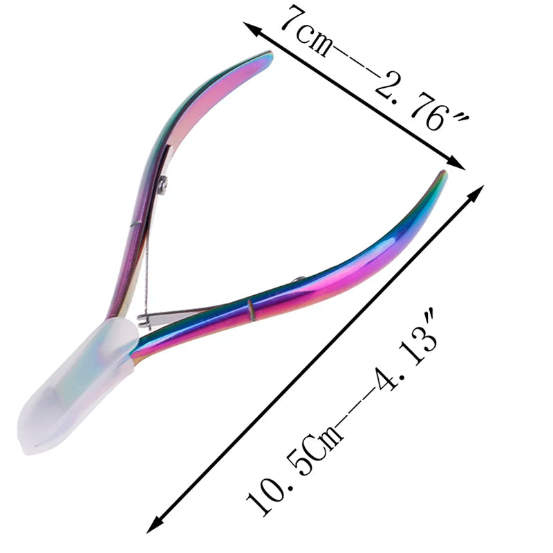 1PCS Nail Art Dead Skin Remover Clipper Scissor Manicure Pedicure Tool Stainless Steel Plating Rainbow Cuticle Nipper Cutter