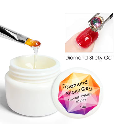 Factory Sticky Gel Tranparent Clear Color Supplier Diamond Thick Nail Gel Diamond Decoration Glue Stick Gel Firm Gel