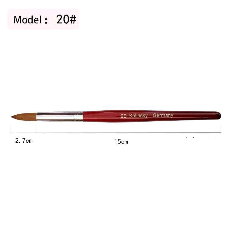 20% Kolinsky Acrylic Brushes Kits Liquid Nail Extend Art Tool Pen Natural Red Wool Handle Mink Artificial Hair Mixed