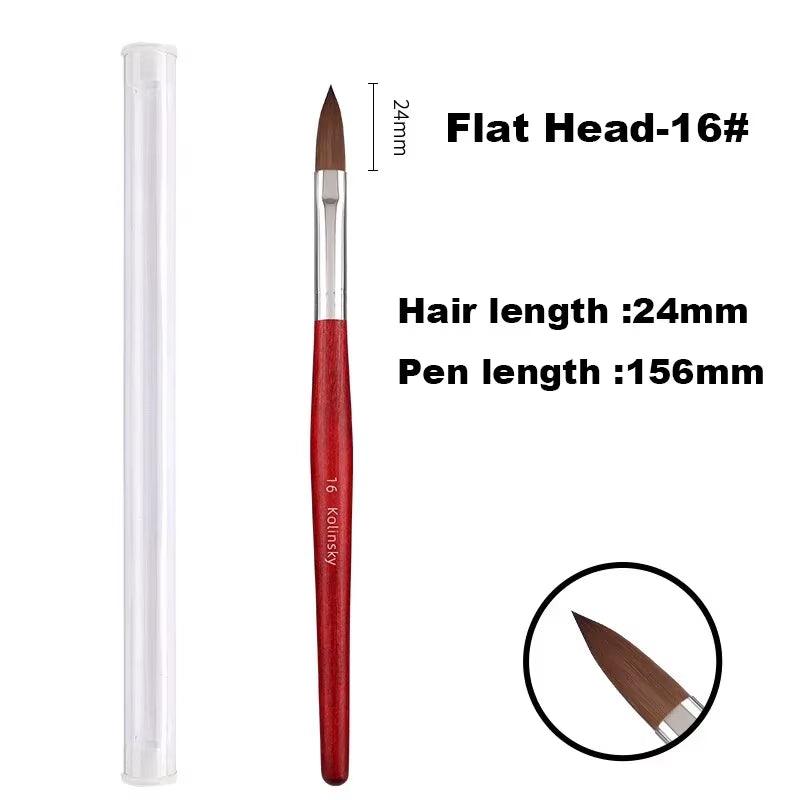 Kolinsky Acrylic Nail Art Brush Wood Handle Nail Art Mink Brush Gel Builder Nail Tools Manicure Brush Drawing Tools Size 8-24