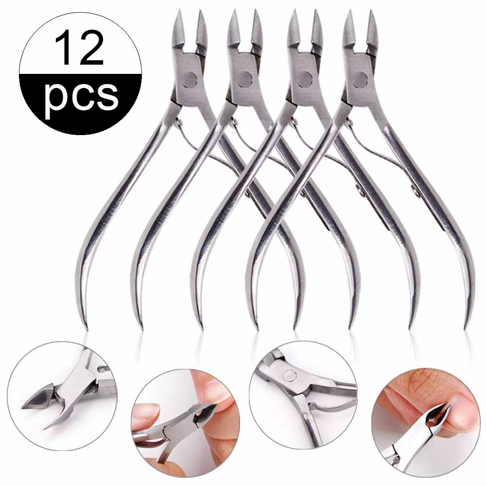 4/8/12Pcs Stainless Steel Nail Cuticle Nipper Cutter Dead Skin Remover Manicure Scissors Tweeters Toenails Ingrown Pedicure Tool