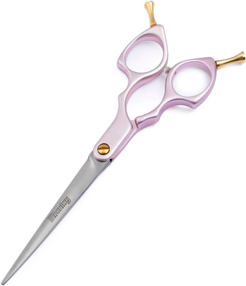 6.5" Professional Straight Pet Grooming Scissor, Dog Cat Grooming Shear/Scissor with Ultra-Light Aeronautical Aluminum Handle, 440C Japanese Stainless Steel Pet Grooming Shear, Pink