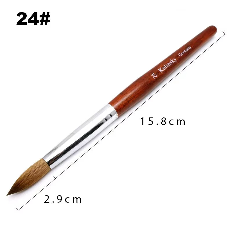 Kolinsky Acrylic Nail Art Brush Wood Handle Nail Art Mink Brush Gel Builder Nail Tools Manicure Brush Drawing Tools Size 8-24