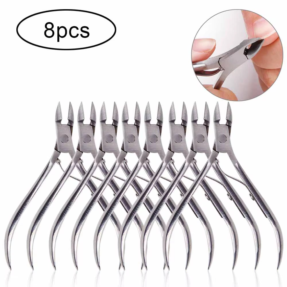 4/8/12Pcs Stainless Steel Nail Cuticle Nipper Cutter Dead Skin Remover Manicure Scissors Tweeters Toenails Ingrown Pedicure Tool