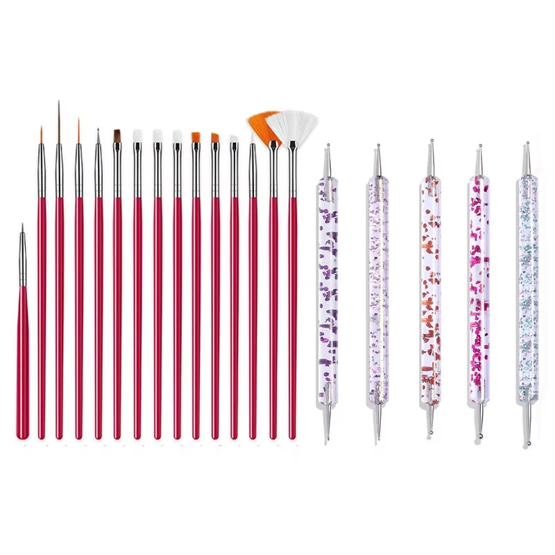 15Pcs/Set Nail Brush for Manicure Gel Brush for Nail Art Nail Brush Acrylic Gel Brush Liquid Powder Carving Makeup Set